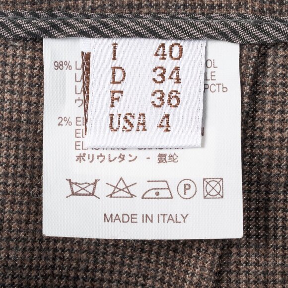 Brunello Cucinelli Brown Micro-Plaid Stretch-Wool Trousers - Picture 8 of 10